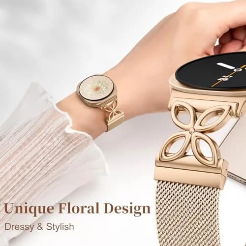 Getino Magnetic Floral Milanese Band for Samsung Galaxy Watch 9/8/8 Classic 40mm 44mm 46mm Rose Gold | Breathable Stainless Steel Strap thumbnail 3