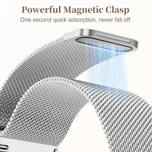 Getino Silver Magnetic Watch Band Compatible with Samsung Galaxy Watch 9 & 8 (40mm,44mm,46mm) | Floral Milanese Strap for Women thumbnail 4