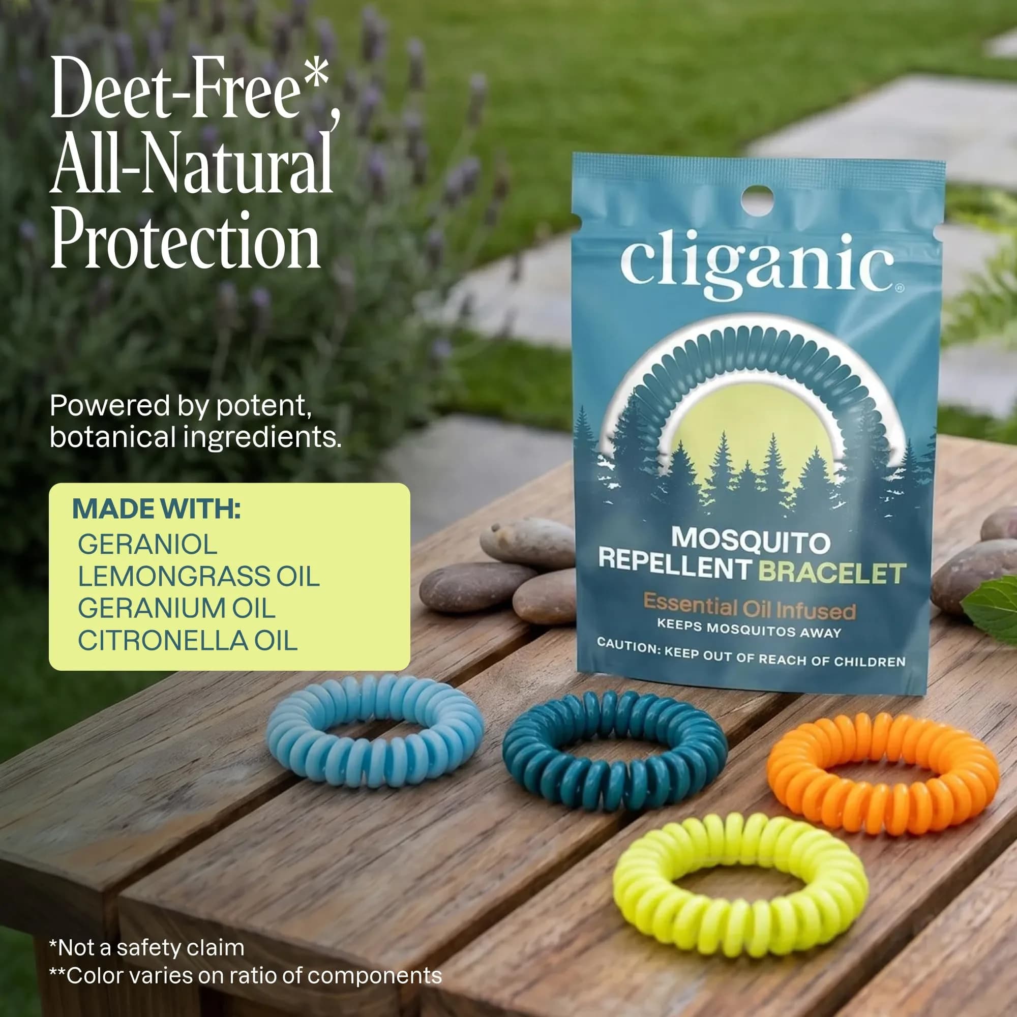 Cliganic 40 Pack Mosquito Repellent Bracelets — Natural DEET-Free Bands, Individually Wrapped - view 6