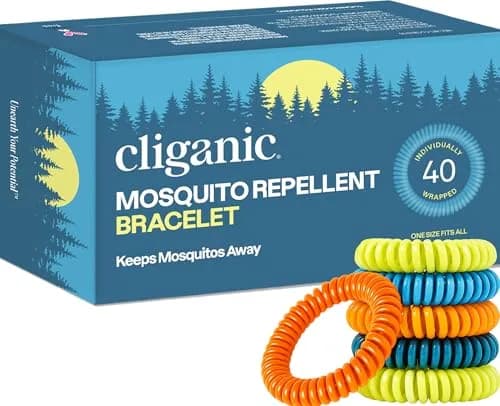 Cliganic 40 Pack Mosquito Repellent Bracelets — Natural DEET-Free Bands, Individually Wrapped thumbnail 1