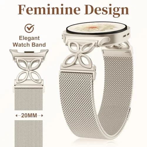 Getino Magnetic Metal Watch Band Compatible with Samsung Galaxy Watch 9 & 8 (40mm,44mm,46mm) | Floral Milanese Strap for Women thumbnail 6