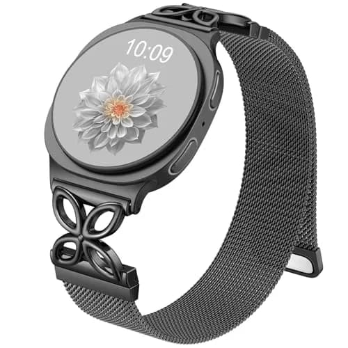 Getino Magnetic Floral Watch Band Compatible with Samsung Galaxy Watch 9/8/8 Classic 40mm 44mm 46mm Black | Stainless Steel Milanese Strap thumbnail 1