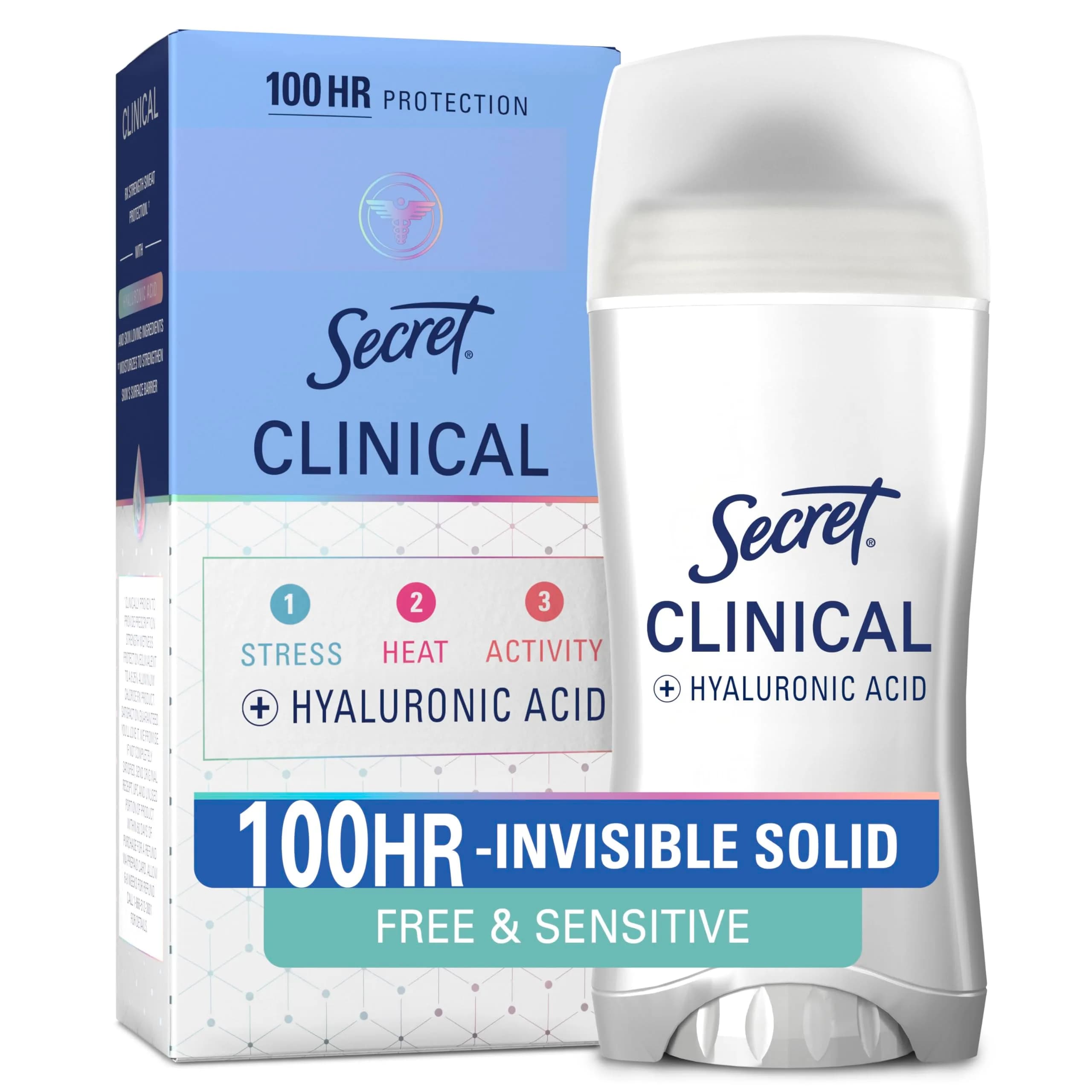 Secret Clinical Strength 100HR Sweat & Odor, Invisible Solid Antiperspirant for Women, 2.6 oz | Stress & Sensitive Skin Friendly — 2.6 Ounce