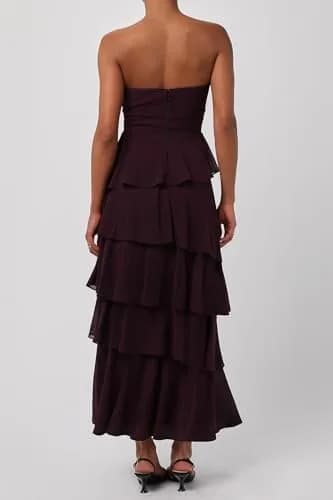 Lulus Jovie Tiered Women's Formal Midi Dress, Eggplant, Large | Elegant Strapless Midi Dress for Parties & Weddings thumbnail 2