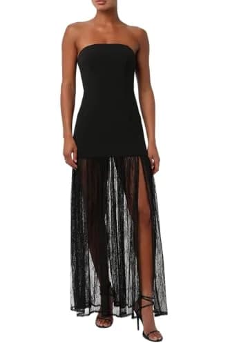 Lulus Lucille Strapless Lace Maxi Dress | Elegant Black Formal Gown, Medium thumbnail 1