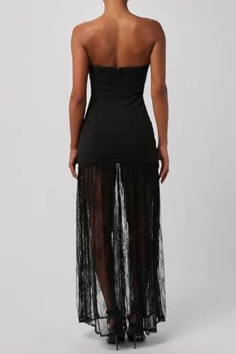Lulus Lucille Strapless Lace Maxi Dress | Elegant Black Formal Gown, Medium thumbnail 2