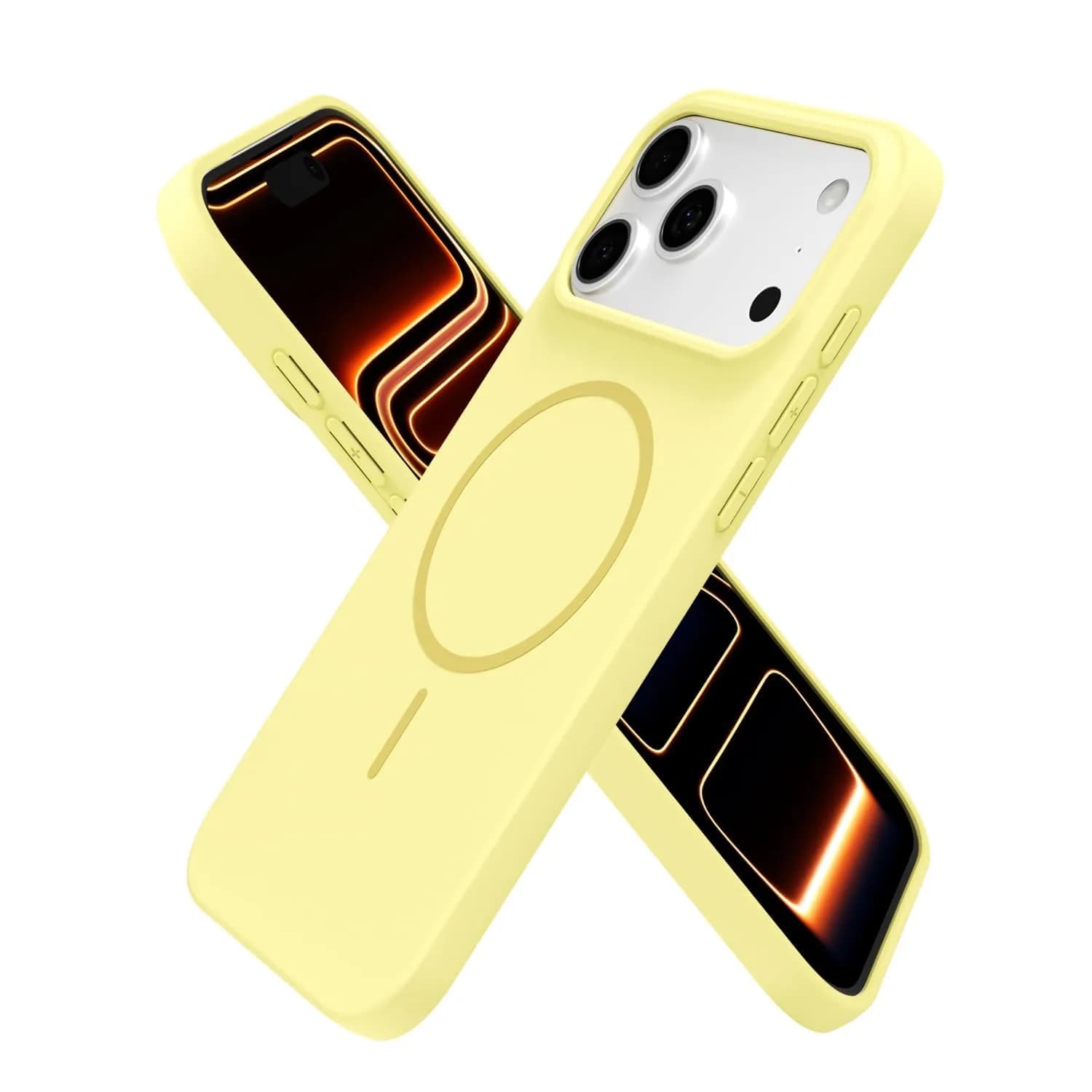oakxco Silicone Mag Safe Phone Case for iPhone 17 Pro Max/ 18 Pro Max | Slim, Magnetic & Durable (70-120 chars) — Yellow