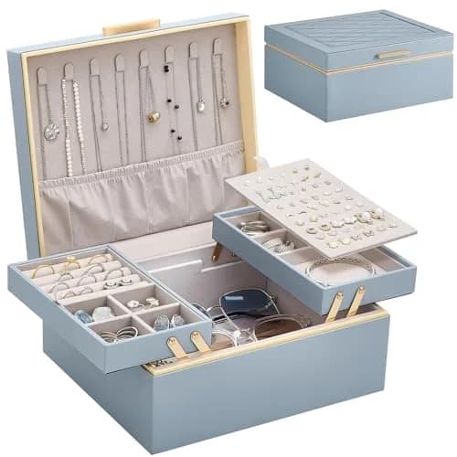 Lolalet 2-Layer Jewelry Organizer Box 24.2cm (9.53") | Organizes Rings, Necklaces, Earrings, Bracelets thumbnail 1
