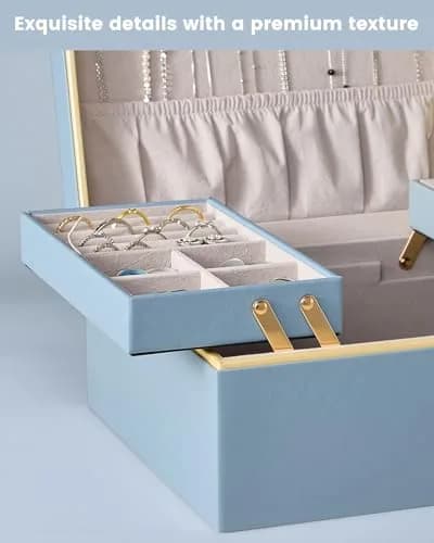 Lolalet 2-Layer Jewelry Organizer Box 24.2cm (9.53") | Organizes Rings, Necklaces, Earrings, Bracelets thumbnail 6