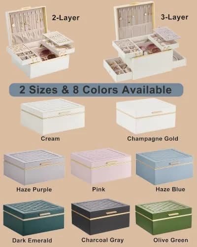 Lolalet 2-Layer Jewelry Organizer Box 24.2cm (9.53") | Organizes Rings, Necklaces, Earrings, Bracelets thumbnail 3