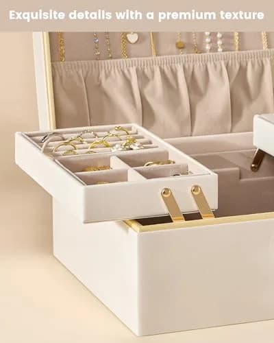 Lolalet 2-Layer Jewelry Organizer Box 24.2cm (9.53") | Foldable & Expandable Upper Storage thumbnail 6