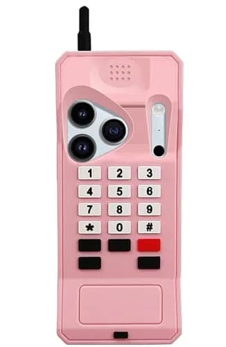 UnnFiko Retro Cellphone Pink Silicone Case for iPhone 17 Pro Max (6.9-inch) | Fun Stand Case with Full Body Protection thumbnail 1