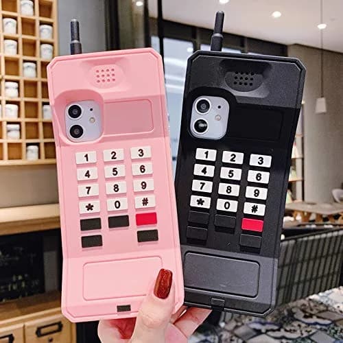 UnnFiko Retro Cellphone Pink Silicone Case for iPhone 17 Pro Max (6.9-inch) | Fun Stand Case with Full Body Protection thumbnail 5