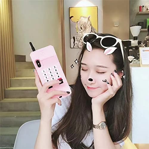 UnnFiko Retro Cellphone Pink Silicone Case for iPhone 17 Pro Max (6.9-inch) | Fun Stand Case with Full Body Protection thumbnail 6