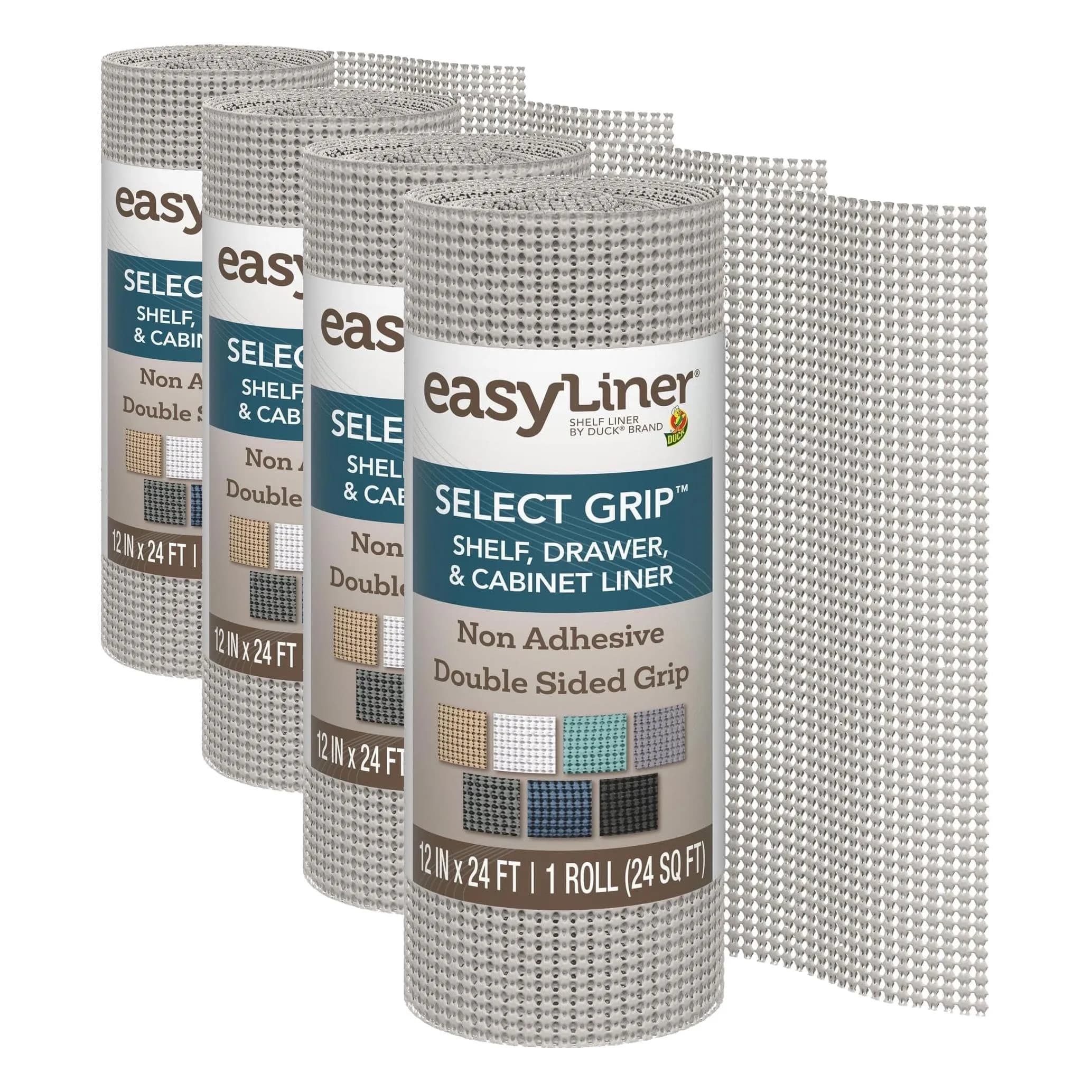 Duck Select Grip Shelf Liner Light Grey 28cm (11in) x 7.3m (24ft) | Non-Adhesive Grip for Kitchen Cabinets & Drawers — Light Gray