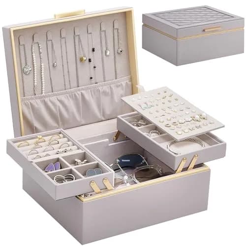 Lolalet 2-Layer Jewelry Organizer Box 24.2cm (9.53") | Foldable & Expandable Upper Storage thumbnail 1