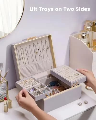 Lolalet 2-Layer Jewelry Organizer Box 24.2cm (9.53") | Foldable & Expandable Upper Storage thumbnail 2