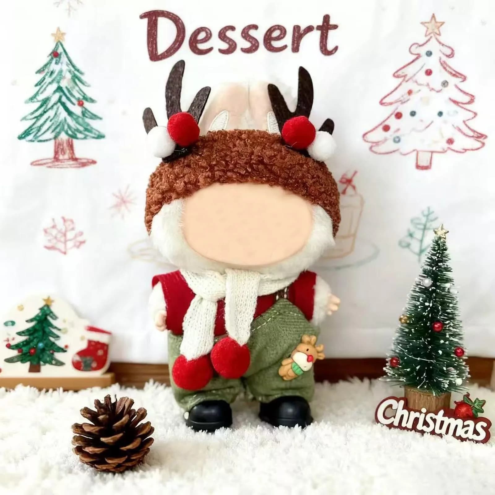 Eyancotoi 17cm Doll Christmas Clothes Set (Style 1) | Cotton Outfit Accessories for 17cm Dolls - view 2