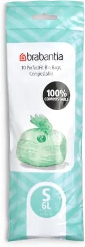 Brabantia Compostable Trash Bags Green 6L (1.6 Gallon) | Certified Compostable Material for Organic Waste thumbnail 1