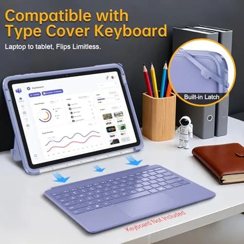 Fintie Rugged Case for Surface Pro 12 Inch 1st Edition 2025, Violet | Multi-Angle Stand, Type Cover Compatible, HD Clear, Shockproof, TPU Bumper, Hard Shell thumbnail 4