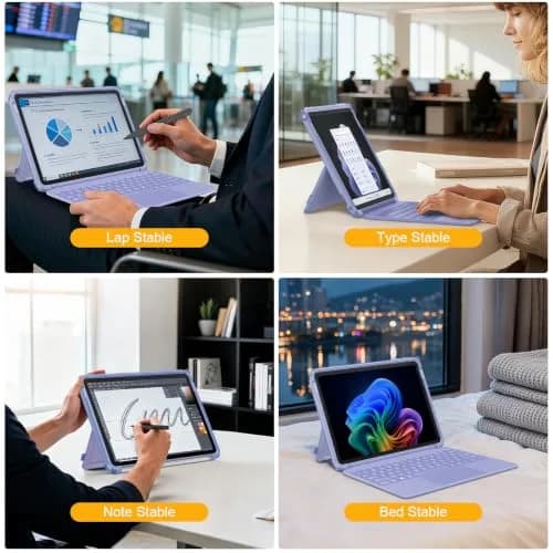 Fintie Rugged Case for Surface Pro 12 Inch 1st Edition 2025, Violet | Multi-Angle Stand, Type Cover Compatible, HD Clear, Shockproof, TPU Bumper, Hard Shell thumbnail 7