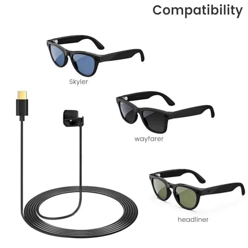weishan 2-Pack USB C to Magnetic Charging Cable for Ray-Ban Meta Glasses | 4ft TPE Black thumbnail 2