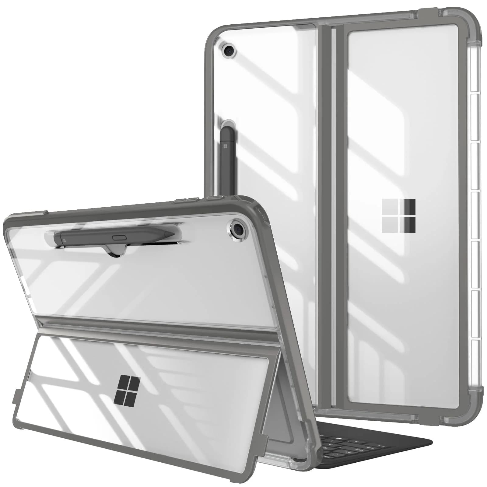 FINTIE Rugged Case for Surface Pro 12 Inch 2025, Gray | Multi-Angle Viewing & Shockproof Protection — Gray