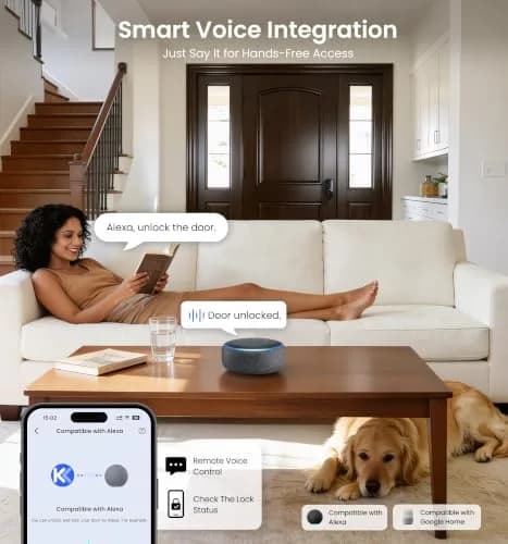 Veise VE028 WiFi Fingerprint Smart Door Lock with Knob Handle, Matte Black 1.3 kg (2.87 lb) | Smart Remote Access & Voice Control thumbnail 9