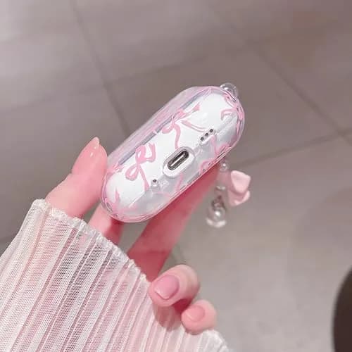 MINSCOSE Pink Ribbon Bow AirPods Pro 3 Case with Keychain & Cleaner Kit | Cute Girly Design thumbnail 8