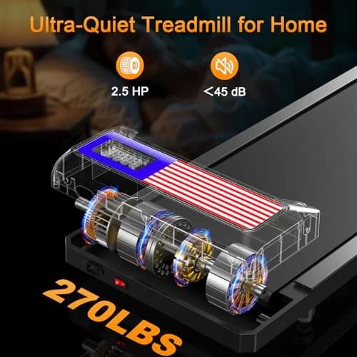HOELLL Compact Treadmill with 0-8% Incline & APP Sync | Under Desk Walking Pad, 2.5HP, Blue Red thumbnail 5