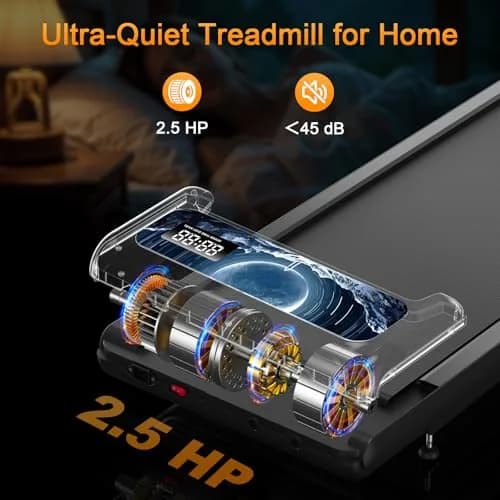 HOELLL Treadmill for Home Small | 0%-8% Incline & APP Sync, Compact Under Desk Walking Pad with Handle Bar, Remote & LED Display, 2.5HP, Blue thumbnail 5
