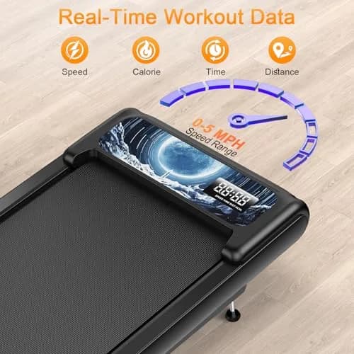 HOELLL Treadmill for Home Small | 0%-8% Incline & APP Sync, Compact Under Desk Walking Pad with Handle Bar, Remote & LED Display, 2.5HP, Blue thumbnail 3