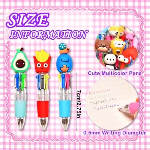 BIMORITA 4-in-1 Mini Multicolor Ballpoint Pens | Pack of 60 Cute Cartoon Pens for Party Favors & School Gifts thumbnail 2