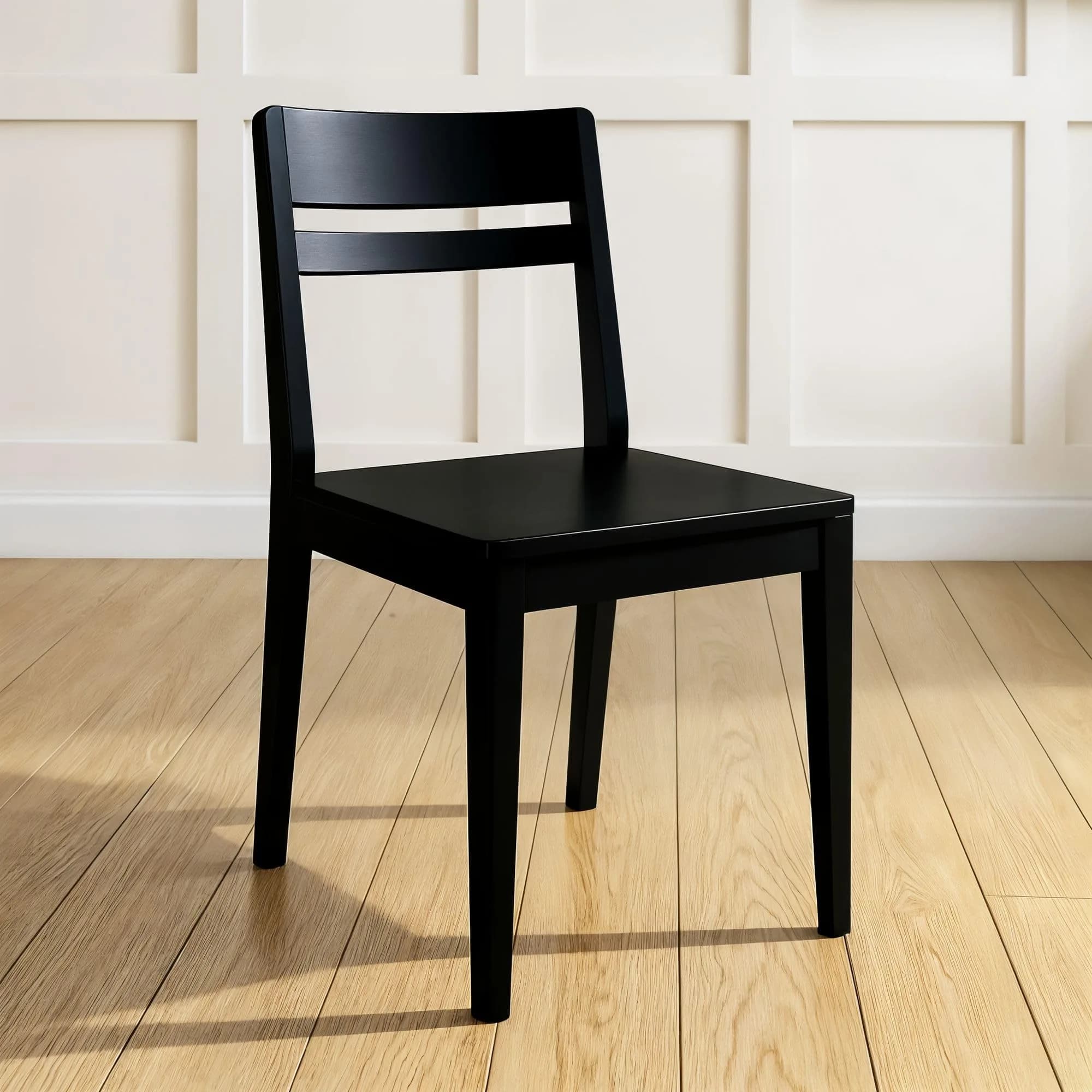 Grain & Grove Crew Dining Chair, Black | Solid Rubberwood & Engineered Wood Comfort — Black