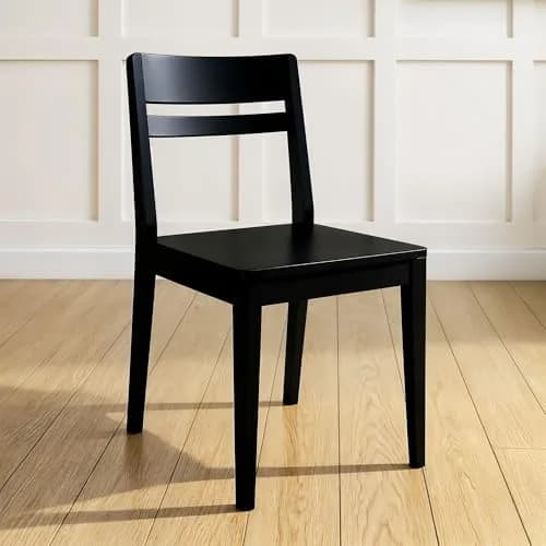 Grain & Grove Crew Dining Chair, Black | Solid Rubberwood & Engineered Wood Comfort thumbnail 1