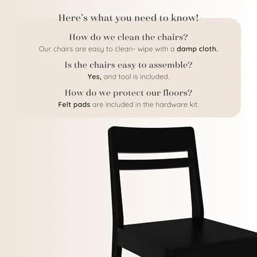 Grain & Grove Crew Dining Chair, Black | Solid Rubberwood & Engineered Wood Comfort thumbnail 4