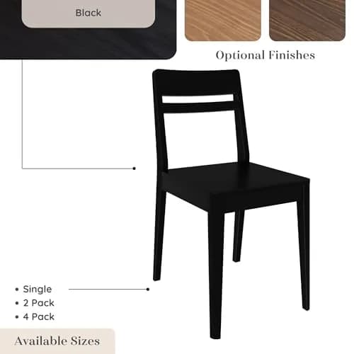 Grain & Grove Crew Dining Chair, Black | Solid Rubberwood & Engineered Wood Comfort thumbnail 5