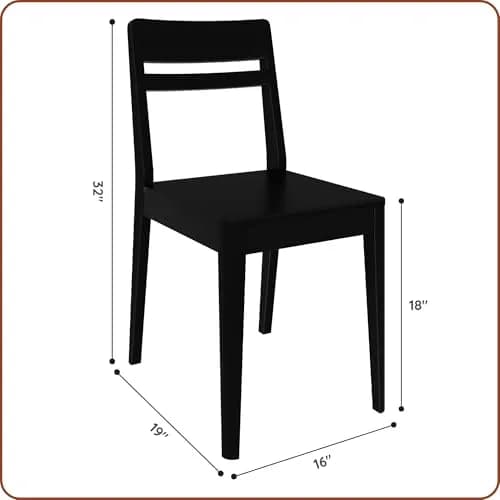 Grain & Grove Crew Dining Chair, Black | Solid Rubberwood & Engineered Wood Comfort thumbnail 2