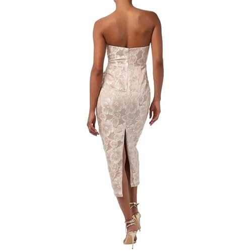 Lulus Isla Strapless Midi Dress Champagne | Elegant Cocktail Attire for Women thumbnail 2