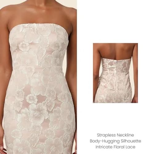 Lulus Isla Strapless Midi Dress Champagne | Elegant Cocktail Attire for Women thumbnail 3