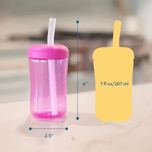The First Years Squeeze & Sip Toddler Straw Cups - 210ml (7 Fl Oz) - 3 Count | Spill-Proof Training for Babies 6+ Months thumbnail 5