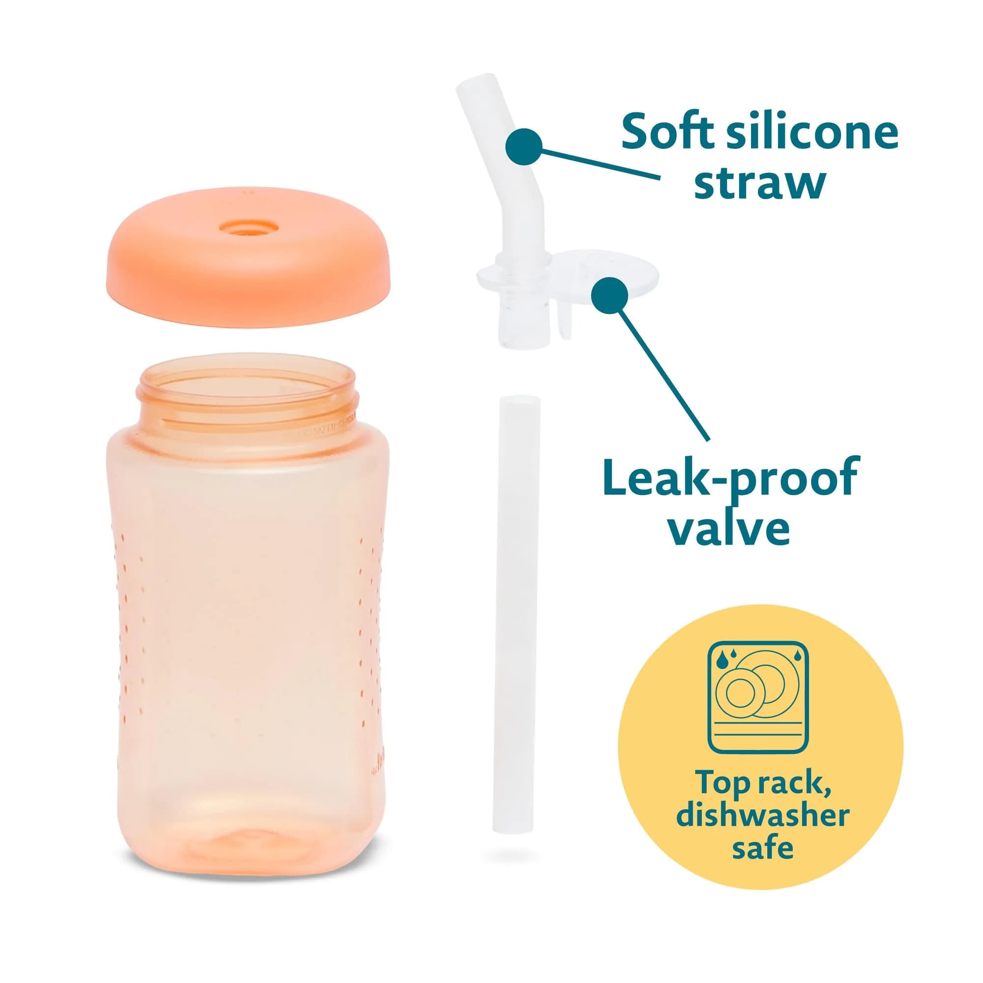The First Years Squeeze & Sip Toddler Straw Cups - 210ml (7 Fl Oz) - 3 Count | Spill-Proof Training for Babies 6+ Months - view 7