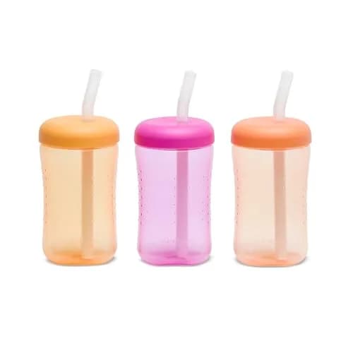 The First Years Squeeze & Sip Toddler Straw Cups - 210ml (7 Fl Oz) - 3 Count | Spill-Proof Training for Babies 6+ Months thumbnail 1