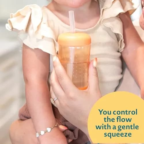The First Years Squeeze & Sip Toddler Straw Cups - 210ml (7 Fl Oz) - 3 Count | Spill-Proof Training for Babies 6+ Months thumbnail 3
