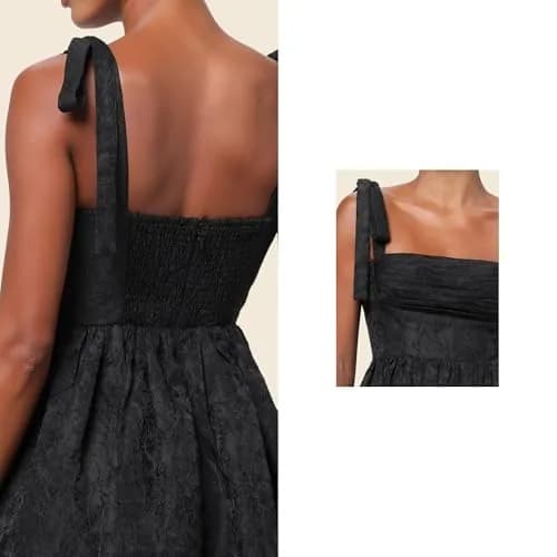Lulus Sydney Women's Cocktail Mini Dress, Black, Extra Large | Flirty Floral Jacquard, Tailored Fit, 32–34 Inches thumbnail 2