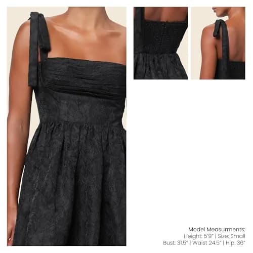Lulus Sydney Women's Cocktail Mini Dress, Black, Extra Large | Flirty Floral Jacquard, Tailored Fit, 32–34 Inches thumbnail 3
