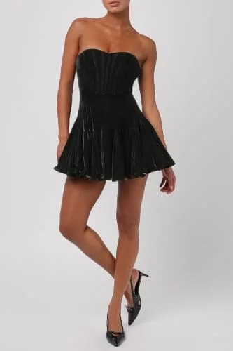 Lulus Zarae Corset Velvet Women's Cocktail Mini Dress, Black, Medium | Fitted Velvet Party Dress for Women thumbnail 3