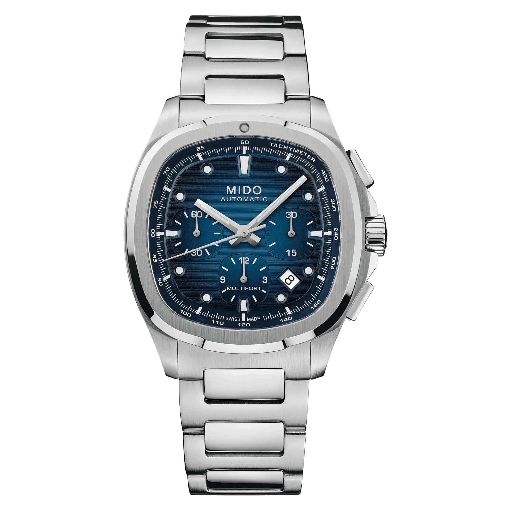 MIDO Multifort TV Chronograph Swiss Automatic Watch for Men | Blue Dial, 41.2x42mm Stainless Steel Case & Bracelet - main product image