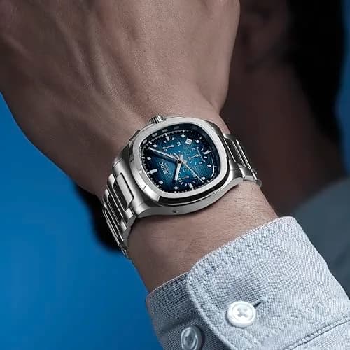MIDO Multifort TV Chronograph Swiss Automatic Watch for Men | Blue Dial, 41.2x42mm Stainless Steel Case & Bracelet thumbnail 4