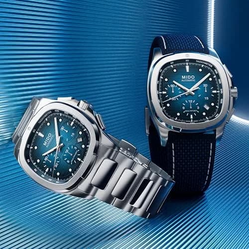 MIDO Multifort TV Chronograph Swiss Automatic Watch for Men | Blue Dial, 41.2x42mm Stainless Steel Case & Bracelet thumbnail 2